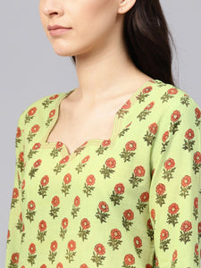 Pista Block Butti Print Kurti