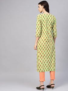 Pista Block Butti Print Kurti