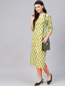 Pista Block Butti Print Kurti