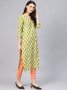 Pista Block Butti Print Kurti