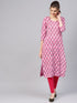 Pink Block Butti Print Kurti