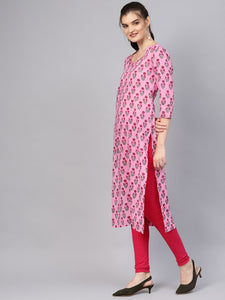 Pink Block Butti Print Kurti