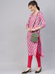 Pink Block Butti Print Kurti