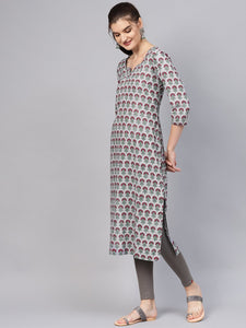 Grey Block Butti Print Kurti