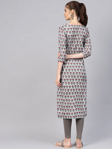 Grey Block Butti Print Kurti