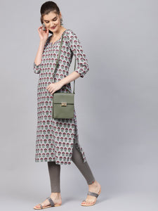 Grey Block Butti Print Kurti
