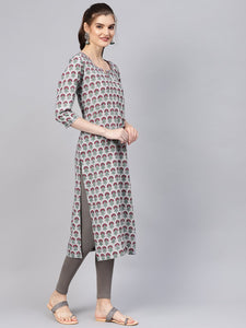 Grey Block Butti Print Kurti