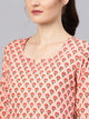 Peach Block Butti Print Kurti