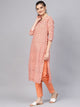 Peach Block Butti Print Kurti