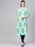 Sea Green Block Butta Print Kurti