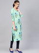 Sea Green Block Butta Print Kurti