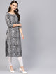 Black Batik Print Straight Kurti