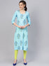 Aqua Blue Block Butta Print Kurti
