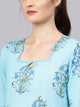 Aqua Blue Block Butta Print Kurti
