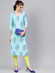 Aqua Blue Block Butta Print Kurti