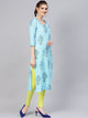 Aqua Blue Block Butta Print Kurti