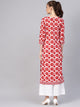 Red Floral Print Straight Kurti