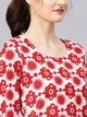 Red Floral Print Straight Kurti