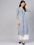 White Lotus Print Cotton Kurti