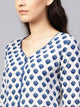 White Lotus Print Cotton Kurti