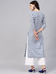White Lotus Print Cotton Kurti