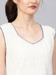 White Cut Work Emboidery Blue Piping Kurti