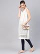 White Cut Work Emboidery Blue Piping Kurti