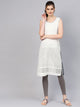 White Cut Work Embroidery Grey Piping Kurti