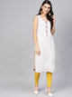 White Embroidery Cut Work Pink Piping Kurti
