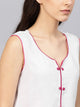 White Embroidery Cut Work Pink Piping Kurti