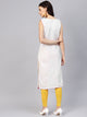 White Embroidery Cut Work Pink Piping Kurti