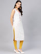 White Embroidery Cut Work Pink Piping Kurti