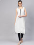 White Cut Work Embroidery Black Piping Kurti