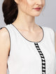 White Cut Work Embroidery Black Piping Kurti