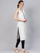 White Cut Work Embroidery Black Piping Kurti