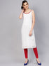 White Cut Work Embroidery Red Piping Kurti
