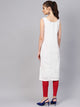 White Cut Work Embroidery Red Piping Kurti