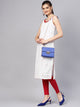 White Cut Work Embroidery Red Piping Kurti
