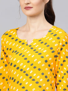Yellow Bandhaj Print Kurti