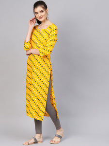 Yellow Bandhaj Print Kurti