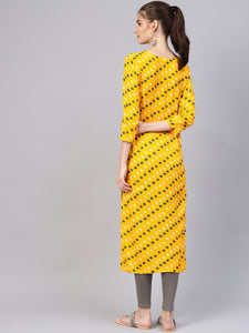 Yellow Bandhaj Print Kurti