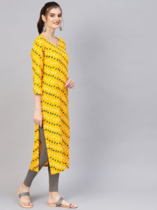 Yellow Bandhaj Print Kurti