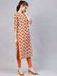 Brown Floral Block Print Kurti