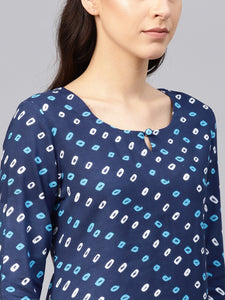 Blue Bandhaj Print Kurti