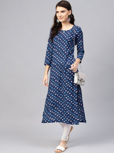 Blue Bandhaj Print Kurti