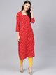 Red Bandhaj Print Kurti