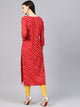 Red Bandhaj Print Kurti