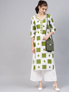 Green Box Print Kurti