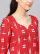 Red Ikkat Print Kurti