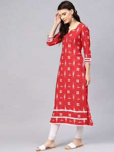 Red Ikkat Print Kurti